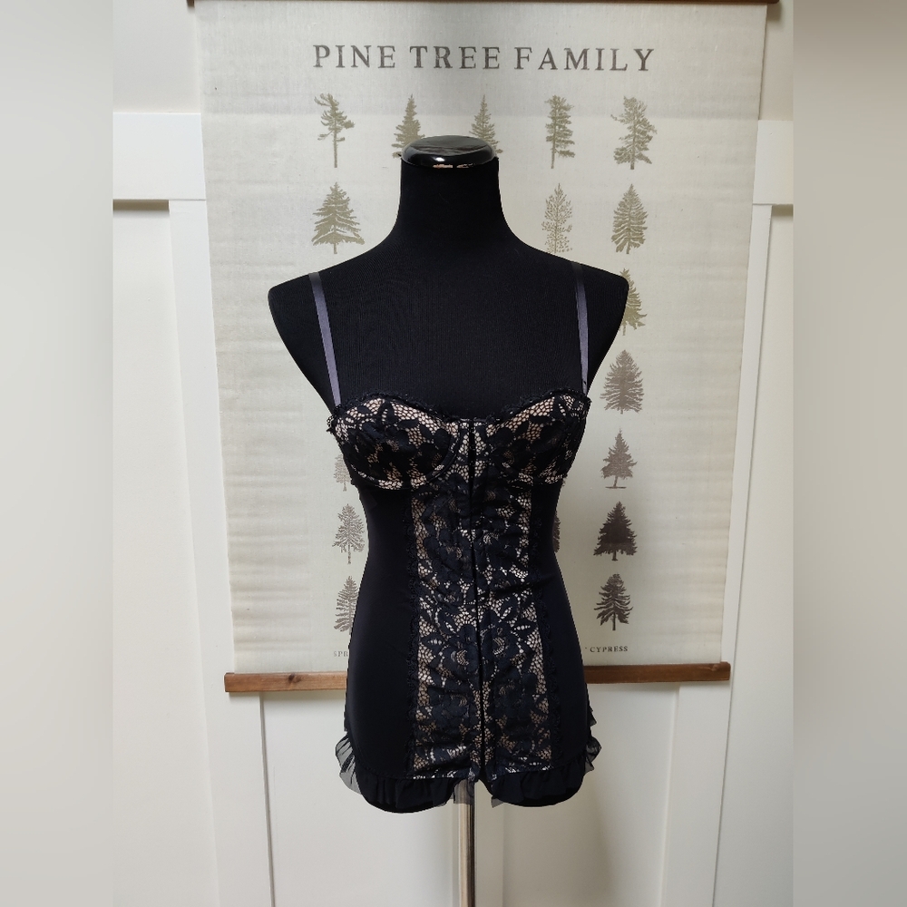 La Senza Black Lace Corset Bustier Top XS